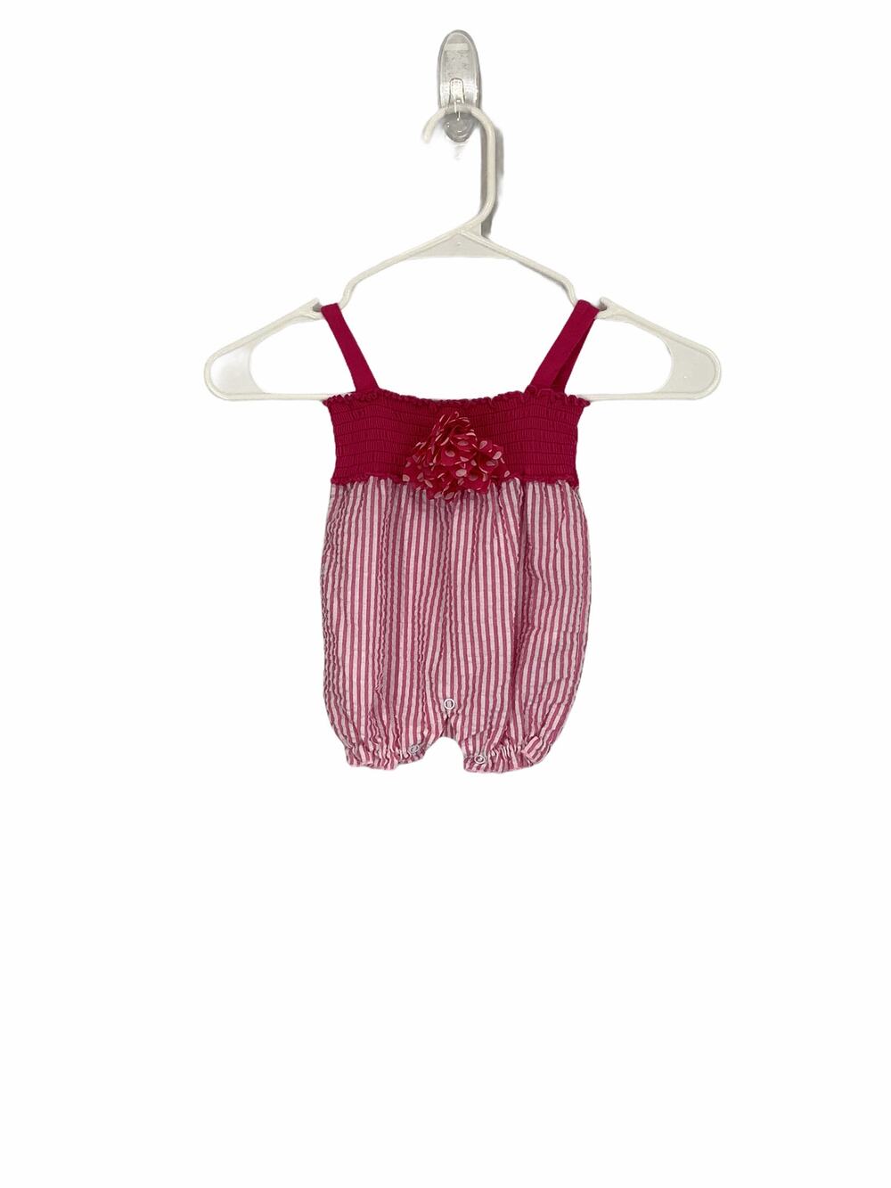 Unbranded Red Striped Smocked 3D One-Piece Outfit